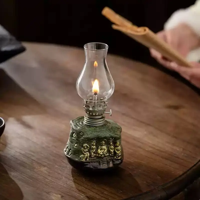 

Dunhuang Ceramic Old Style Desk Lamp Household Creative Desktop Decoration Zen Chinese Wind God Bird Imitation Ancient Oil Lamp