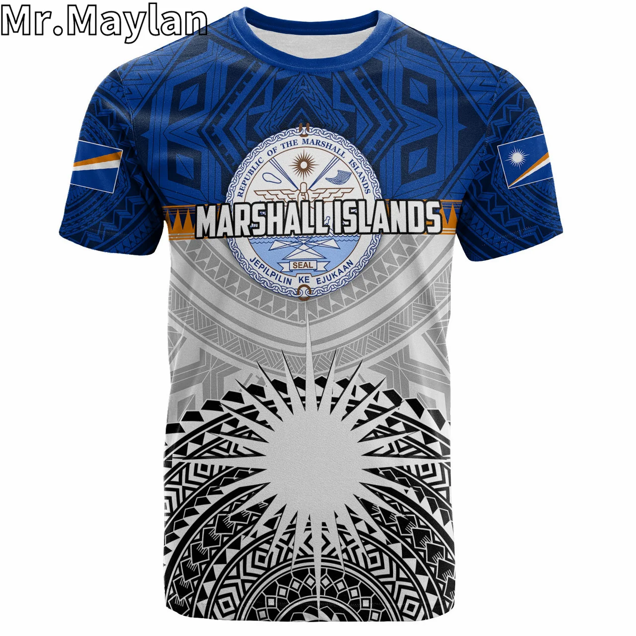 Custom 3D Marshall Islands Polynesian Hawaii T-Shirt Micronesian Coat Of Arms Tattoo Tshirt Men Women Streetwear Unisex Tee Tops