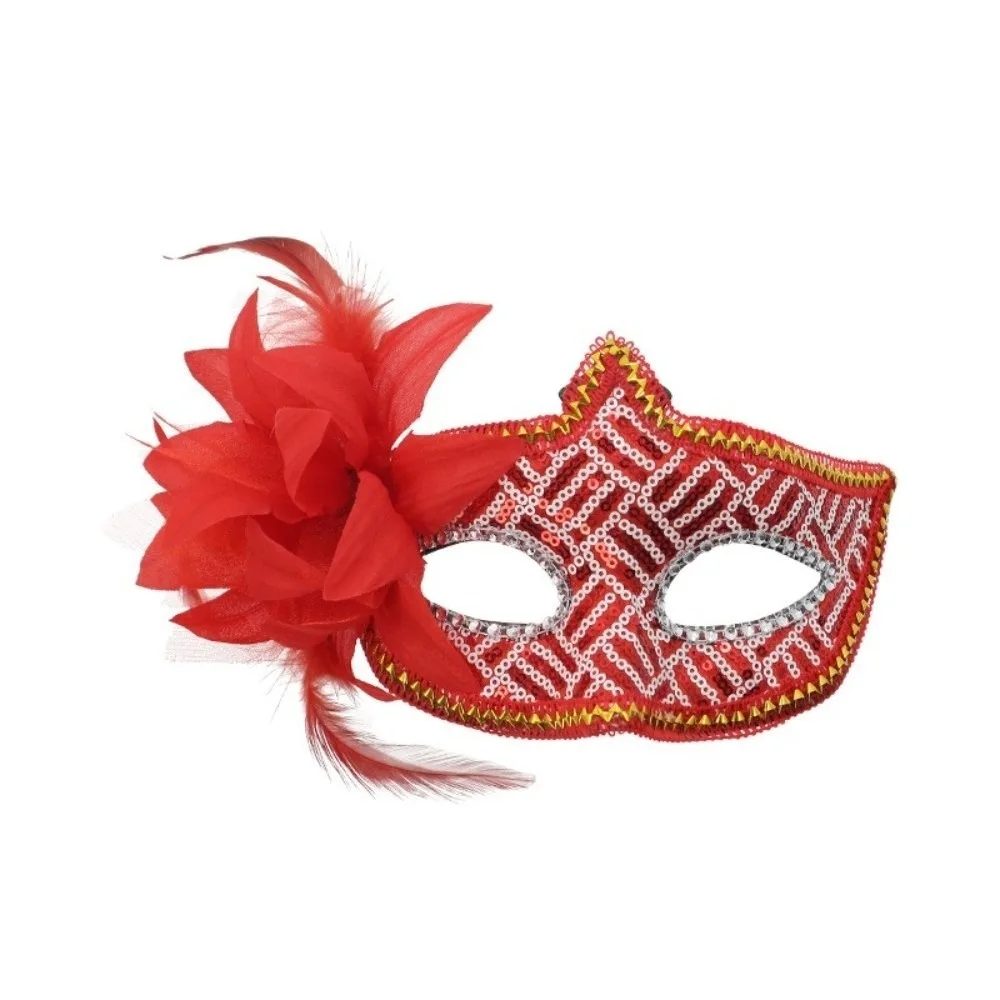 Masque de fête d'halloween à paillettes, masque à fleurs en plastique, Costume de fête, accessoire de Cosplay, masque de mascarade, fête d'halloween
