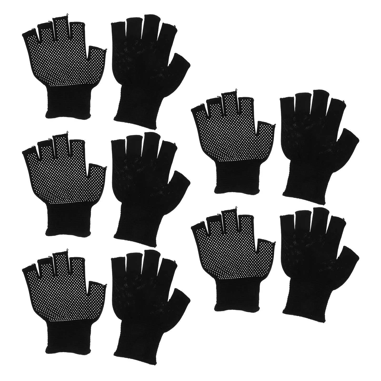5Pairs Breathable Winter Fingerless Gloves Anti-Slip Palm Fingertips Polyester PVC Warm Work Gloves for Men Women Cold Weather