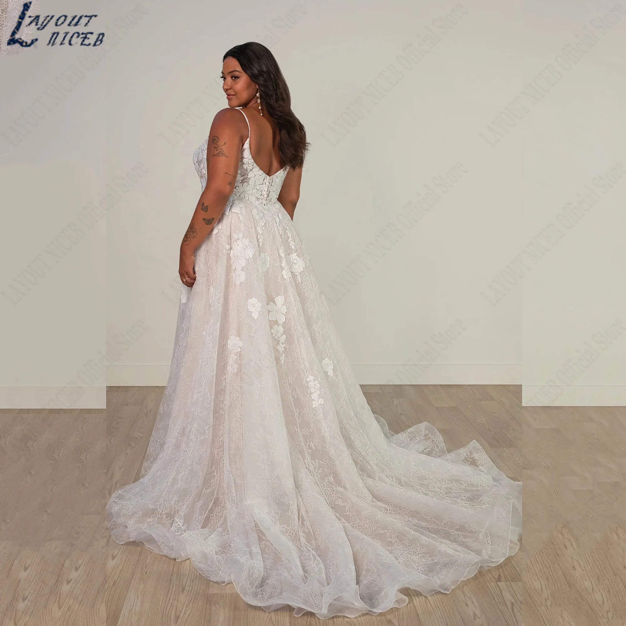 

Plus Size Spaghetti Strap A-Line Wedding Dress Square Neck Modern Bridal Gowns Sleeveless Appliques vestidos de novia Customized