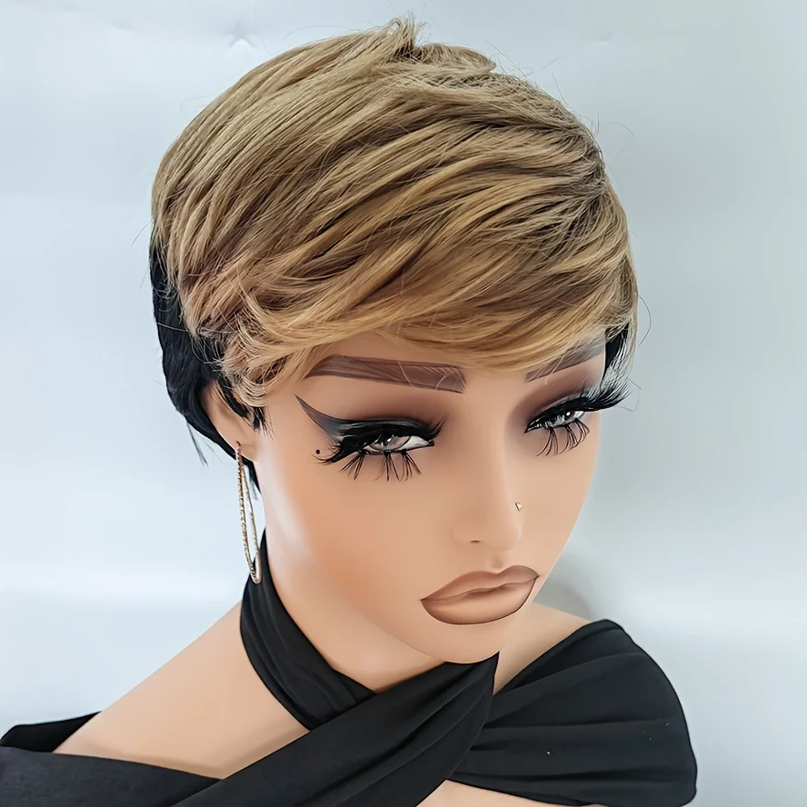Highlight Synthetic Wigs Short Straight Pixie Cut Wig