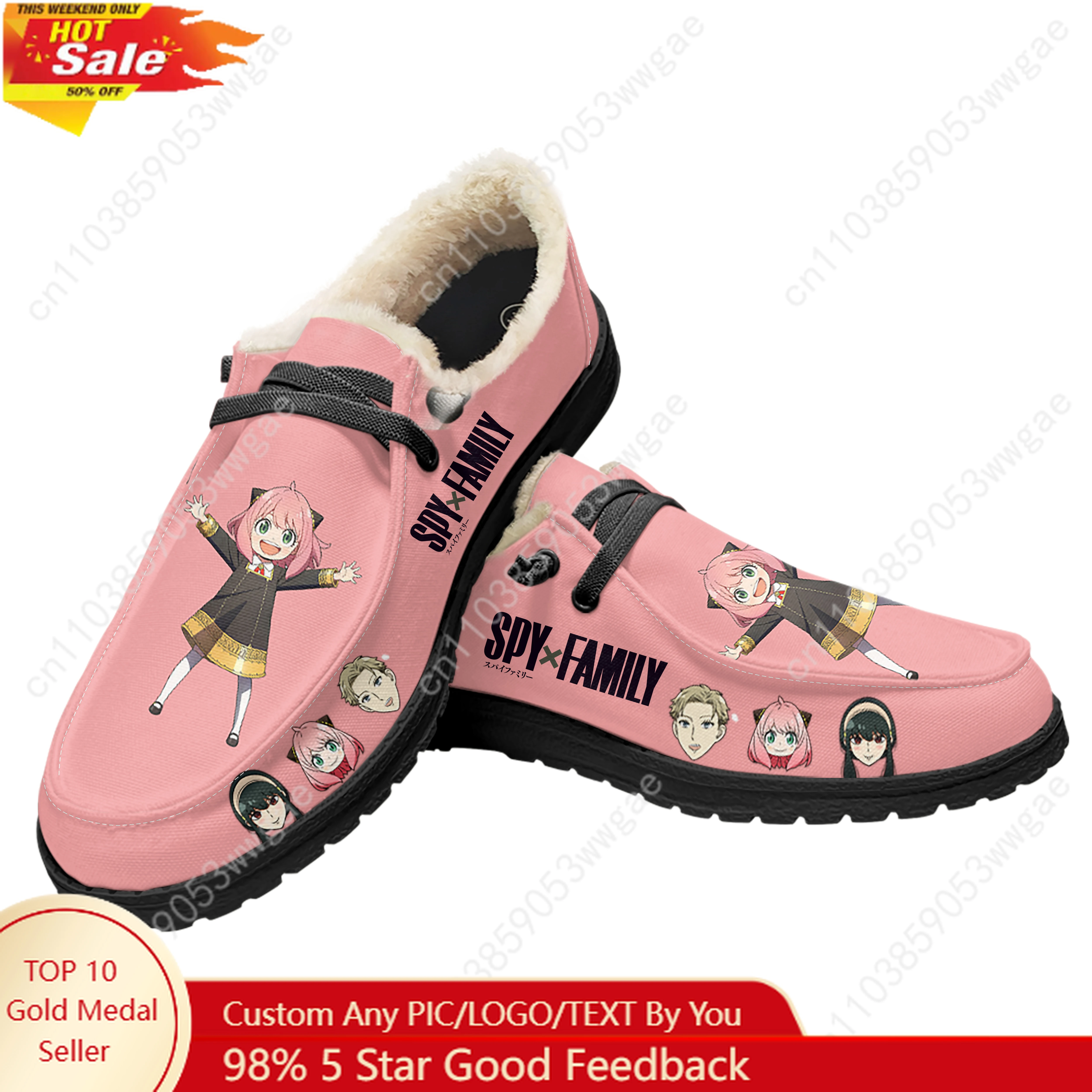 

Spy×Family Velvet Flat Shoes Man Women Fashion Warm Casual Shoe Indoor Outdoor Light Shoe Couple Cartoon Customized Couple Shoes