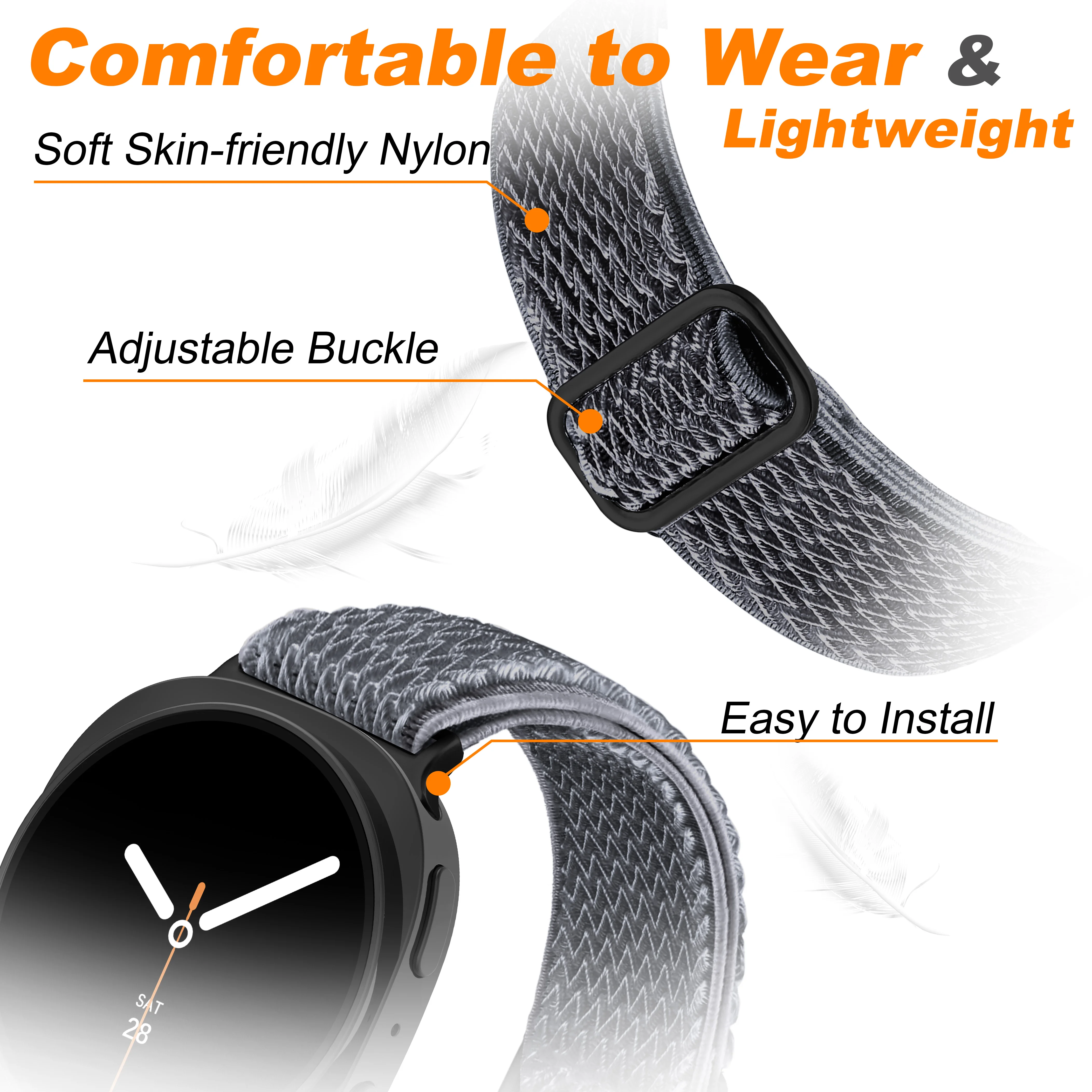 Braided Ajustable Band for Samsung Galaxy 8 Strap 44mm 40mm Nylon Bracelet correa pulseira belt Galaxy Watch 8 classic 46mm