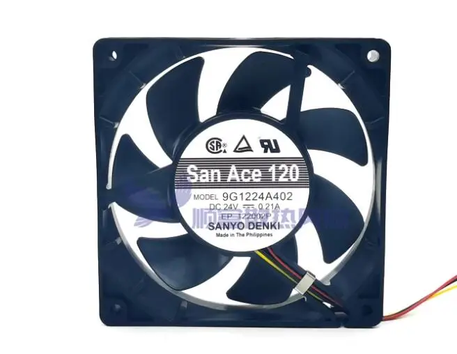 

Sanyo Denki 9G1224A402 DC 24V 0.21A 120x120x38mm 3-Wire Server Cooling Fan