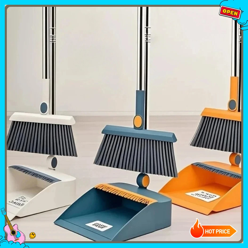 Rotatable Folding 3-in-1 Cleaning Set - Magnetic Broom with Dustpan Anti-Stick Brush, 2025 New Household Floor Sweeping Tool
