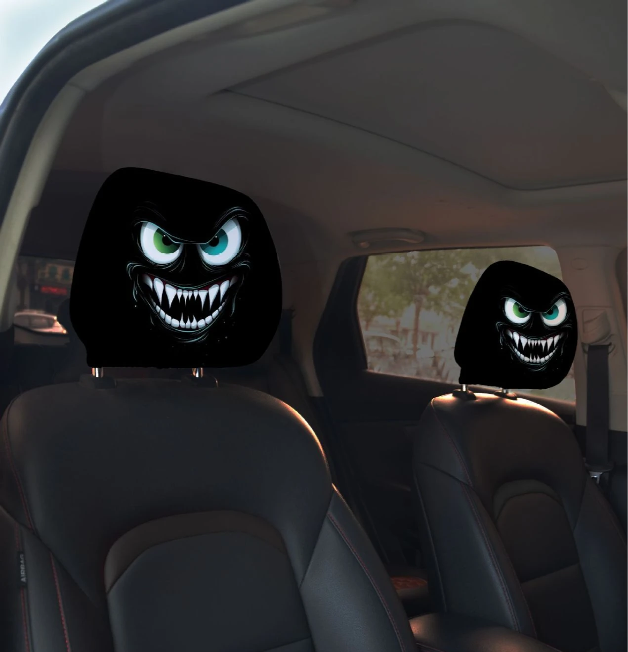 

Mature black car headrest cover, dust-proof and oil-proof, personalized elastic, personalized car interior pillow cover-2pcs