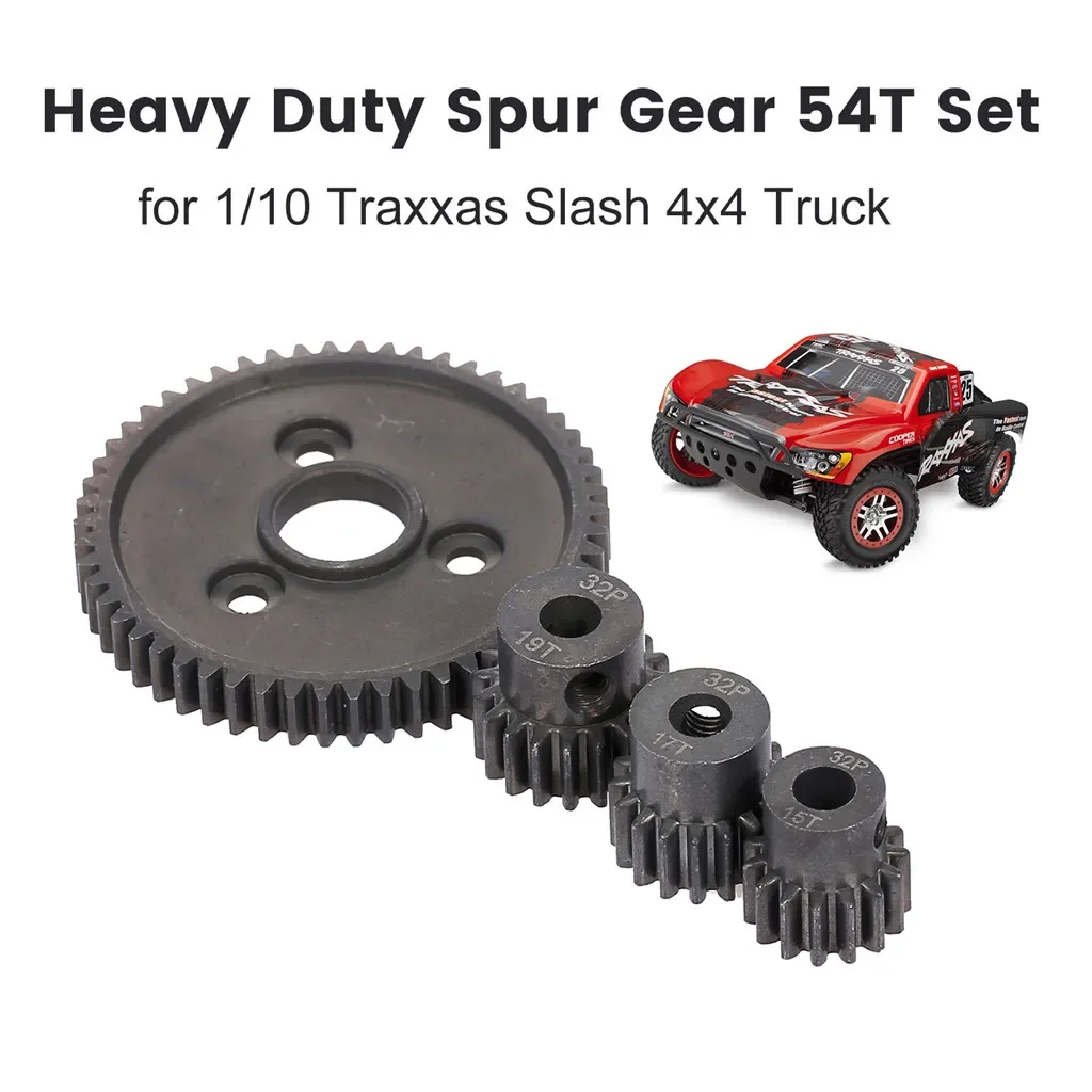 

Heavy Duty Hardened Steel Spur 54T Gear with 15T/17T/19T Pinion for Trxs Slash 4X4 Stampede 4X4 Trxs 1/10 Summit Trxs