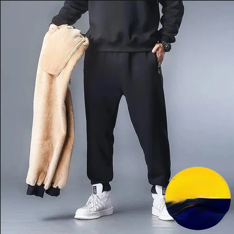 

Men's Winter Pants Oversize Fleeced Warm Casual Pants Trousers Men Hip Hop Streetwear Joggers Male Tracksuit Bottoms Man S03