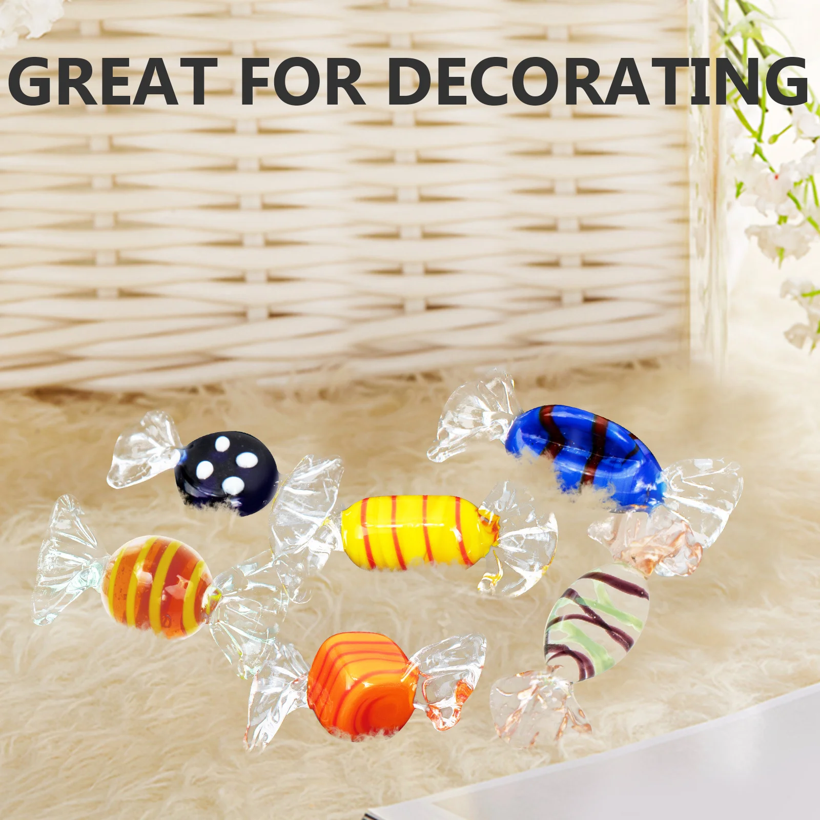 

6Pcs Mini Candy Desktop Decor Christmas Ornaments Bright Vivid Colors Creative Candy Craft Tabletop Decoration Festival Home