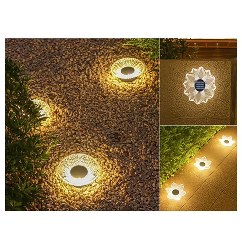 4 pçs solar acrílico jardim enterrado luz ao ar livre jardim luz à prova dwaterproof água luminosa decoração da parede luz de lavagem, durável c