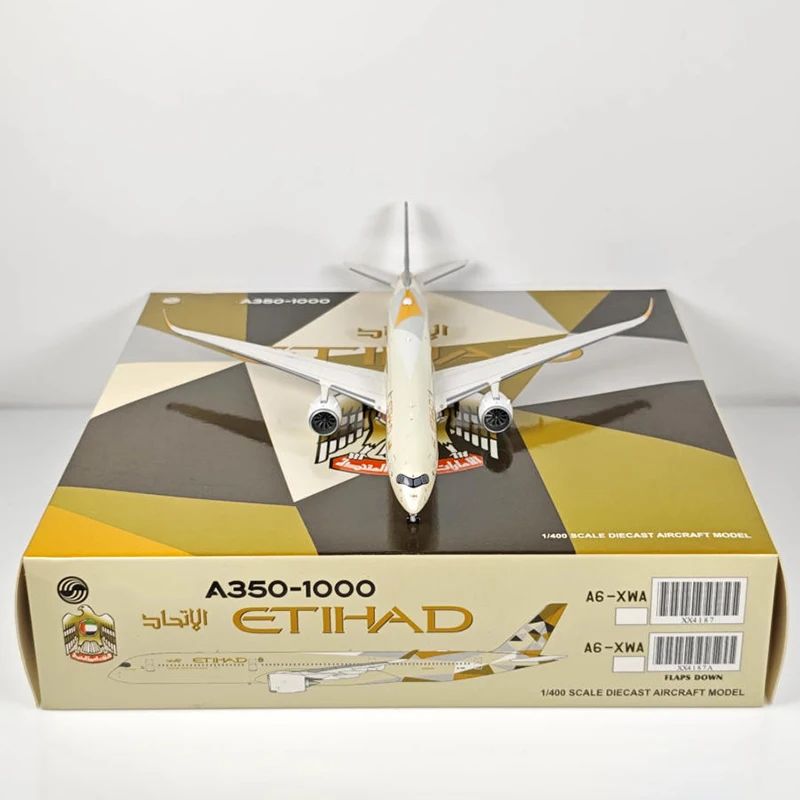  JC Wings Diecast escala 1:400 Etihad Airways A350-1000 A6-XWB XX4175 solapas avión abierto simulación aleación acabado recuerdo para