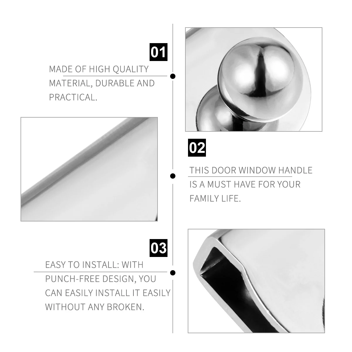 

Thickened Glass Door Handle Durable Iron Punch-Free Easy Install Pull Handle for Cabinet Drawer Wardrobe Kitchen