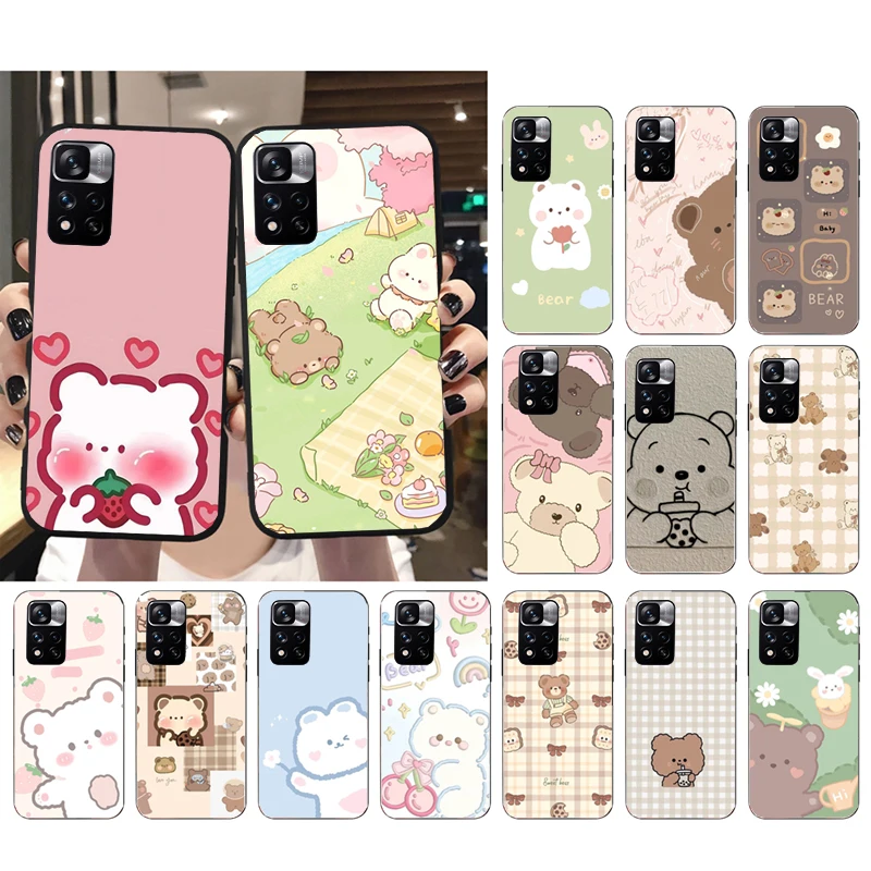 

Kawaii Cute Cartoon bear Phone Case For Xiaomi Redmi note 13 12 Pro 11S 11 10 Pro 10S 12S Redmi 13 14C 10 13C