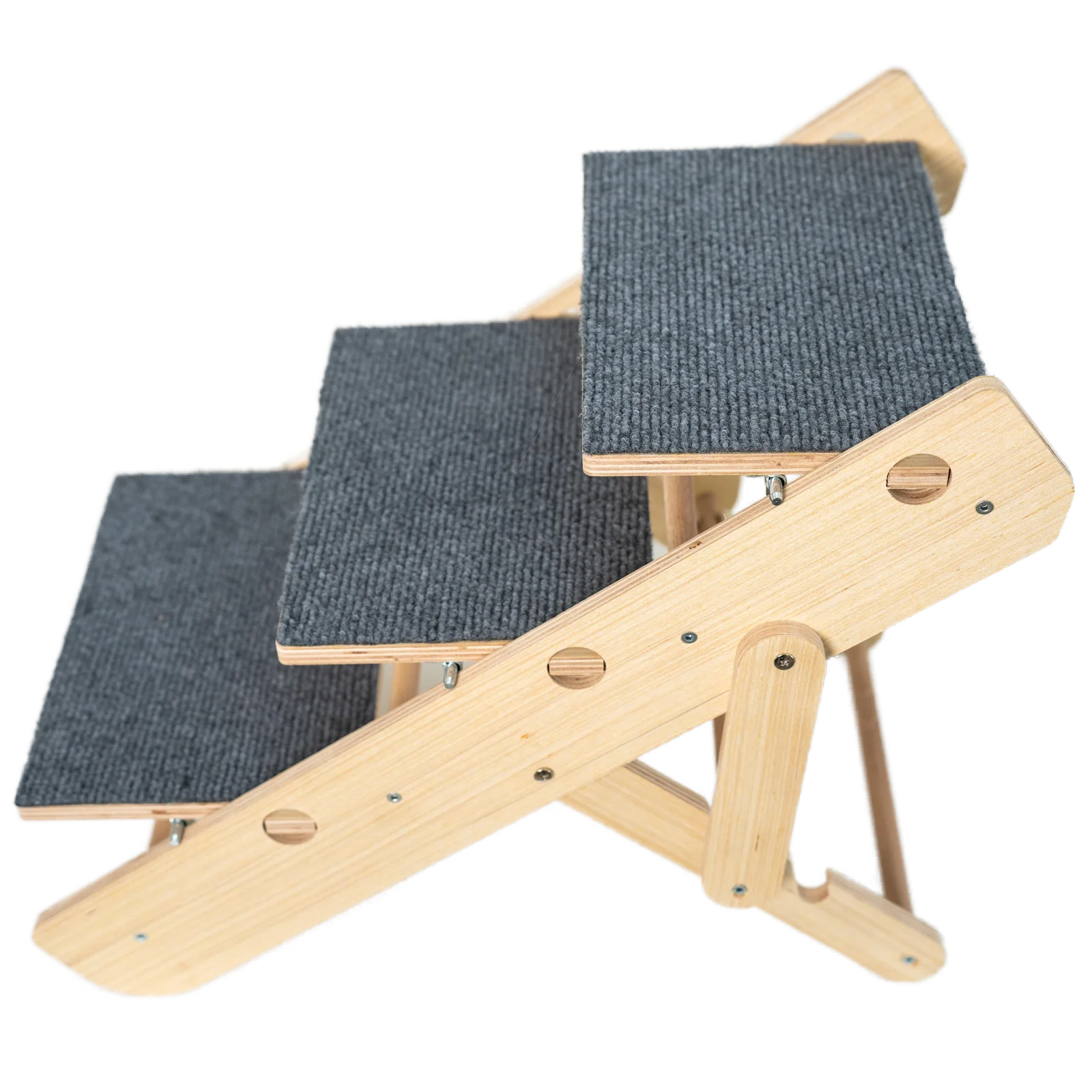 

Прочная роскошная деревянная лестница для кошек и собак, складная с нескользящим ковриком для кроватей и диванов, кошачьих деревьев и когтеточек