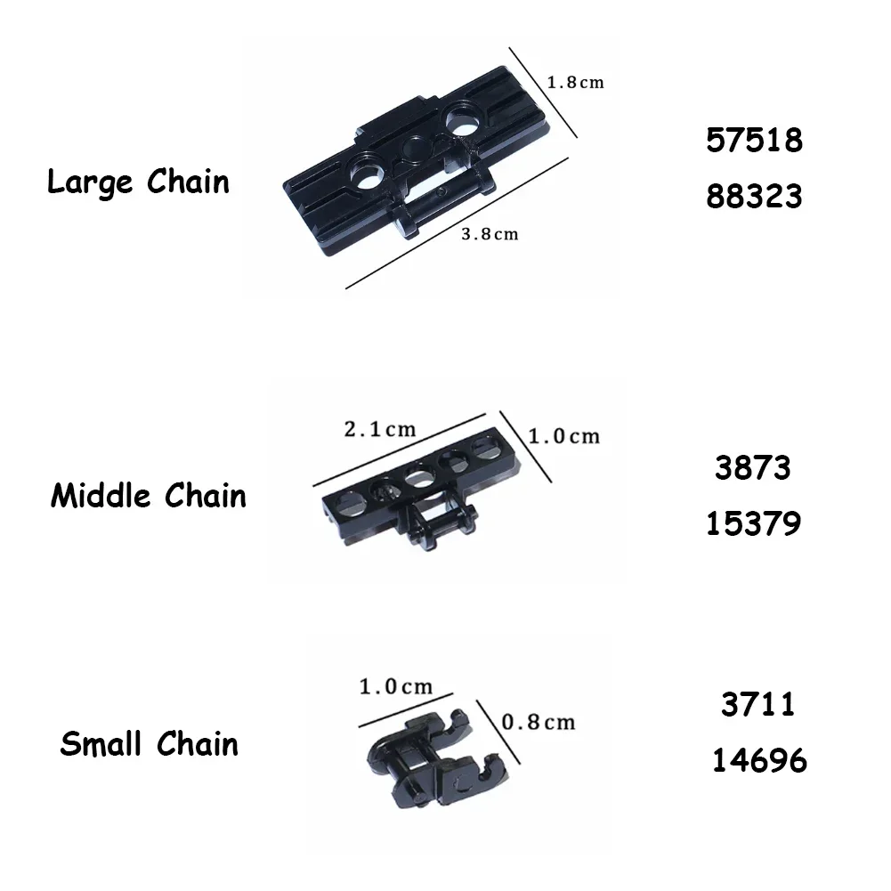 Legoeds-compatible Technical Tracks and Wheels Pack Gears and Axle Set Tank Chain Crawler for 3711 3873 57518 88323 15379 14696