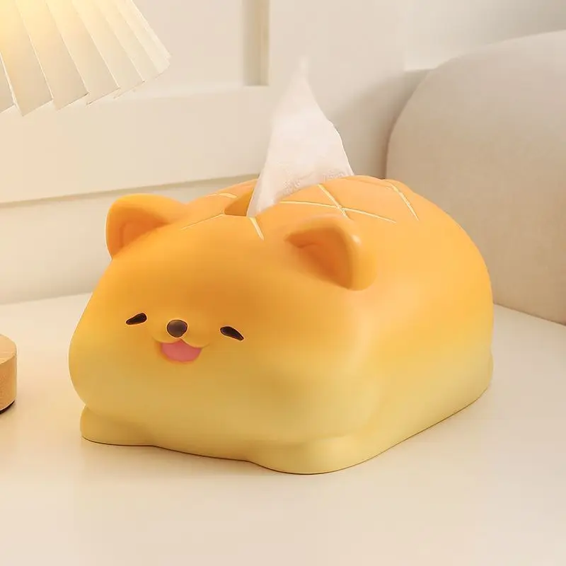 Creative Pineapple Bun Dog Tissue Box Living Room Tea Table Ornament Resin Paper Box Home Decor