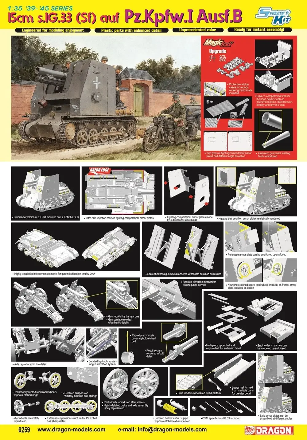 DRAGON 6259 1/35 15cm s.IG.33 (Sf) auf Pz.Kpfw.I Ausf.B - Scale Model Kit