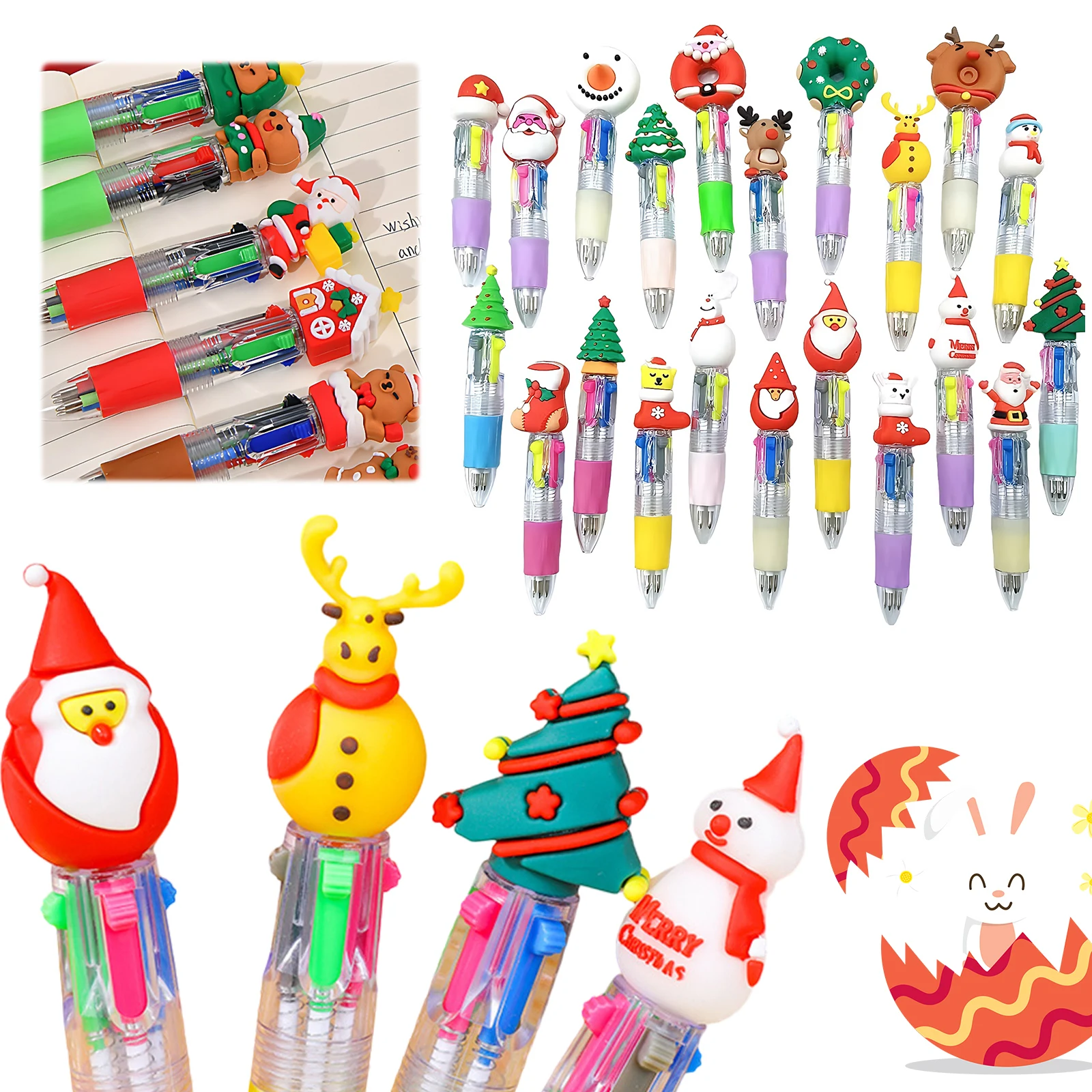 

21PCS Christmas Ballpoint Pens Mini Multicolor Pens in One Christmas Writing Pens for Christmas Party Favors