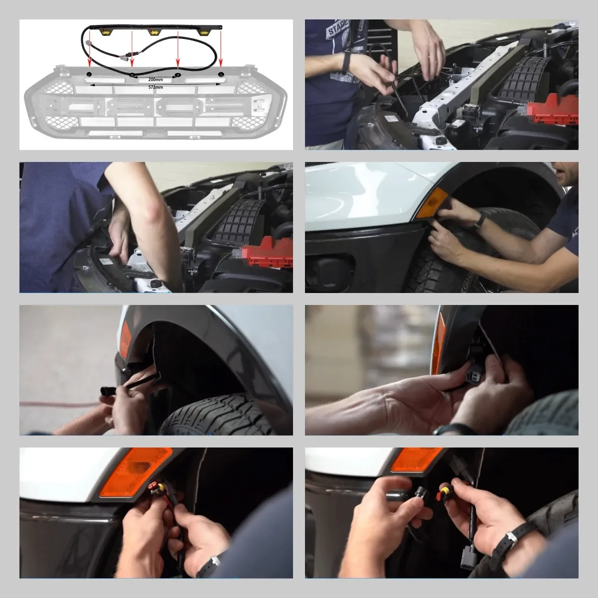 Amber 3 LED For Ford Ranger Raptor  2019-2021 Style  Grille Light Kit For Raptor Grilles 19RR Plug and Play