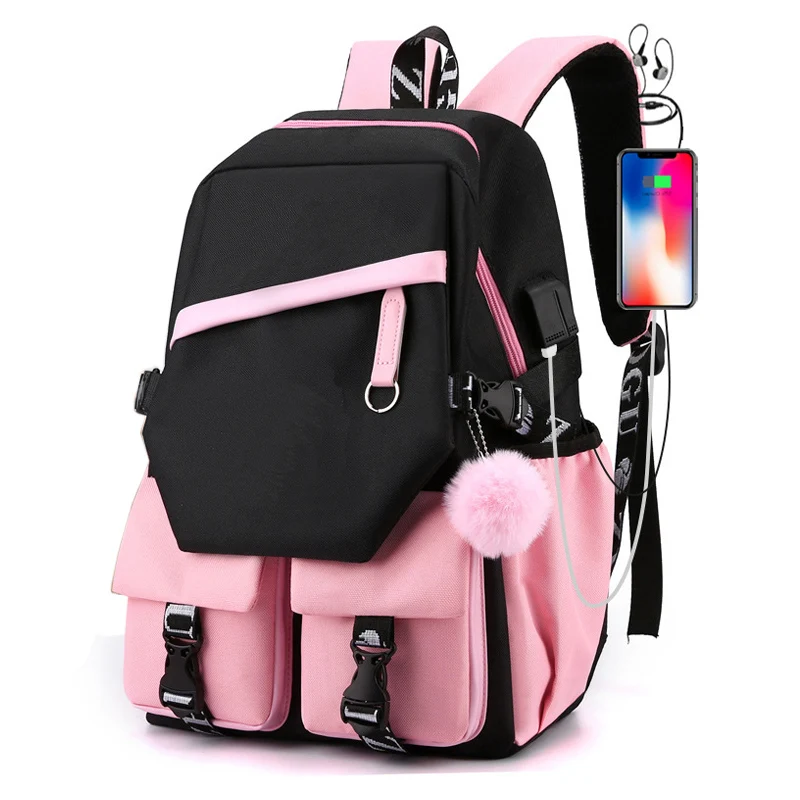 Lady High Capacity Waterproof College Backpack Trendy Girls Boys Patchwork Laptop School Bags Cute Girl Travel Book Bags