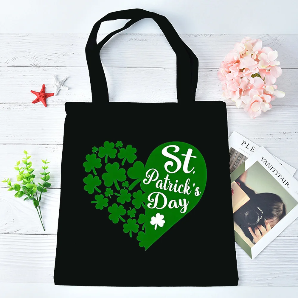 Bolsa de tela personalizable para el Día de San Patricio, bolso de compras, saco de tela para mujer