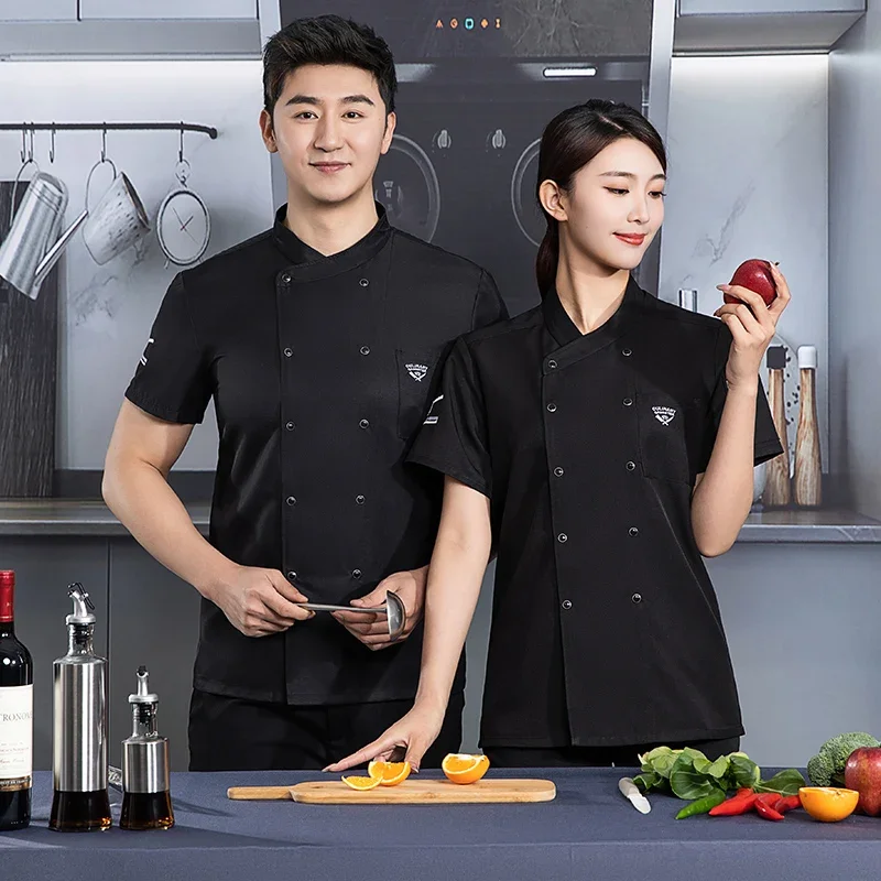 Uniforme de Chef para hombre y mujer, chaqueta de Chef para restaurante y Catering, ropa de trabajo de cocina, uniforme de camarero de cafetería