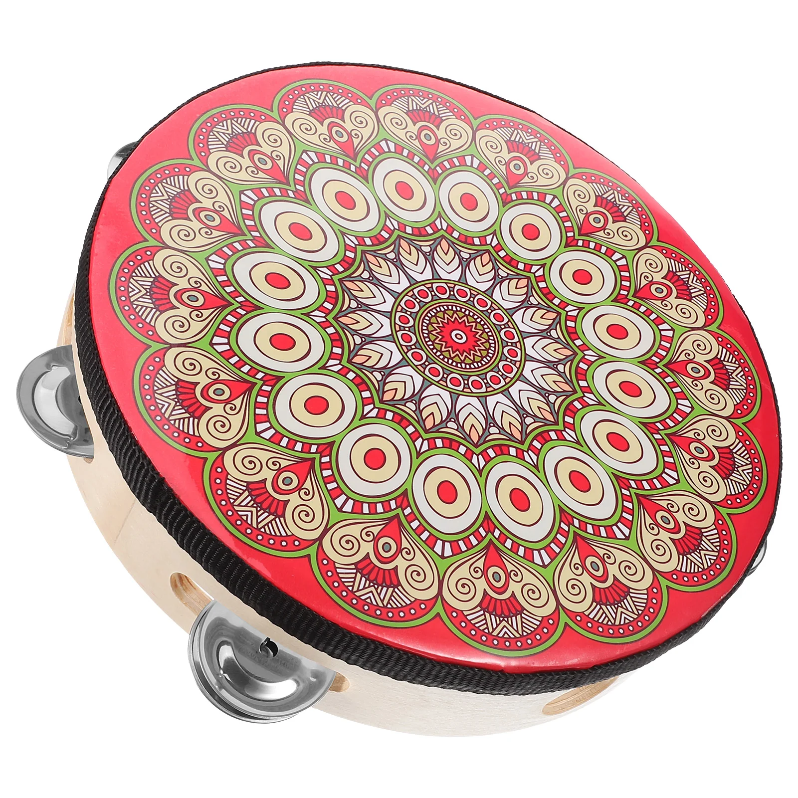 

Tambourine Drum Dance Musical Instrument Single Row Hand Percussion Bohemian Tambourines Red for Church