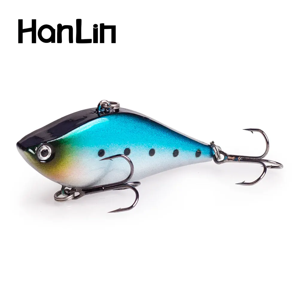 Hanlin 65mm/13g Slow Sinking VIB Lure Vibration Rattling Ball Artificial Wobbler Hard Bait Lipless Crankbait Ice Fishing Tackle