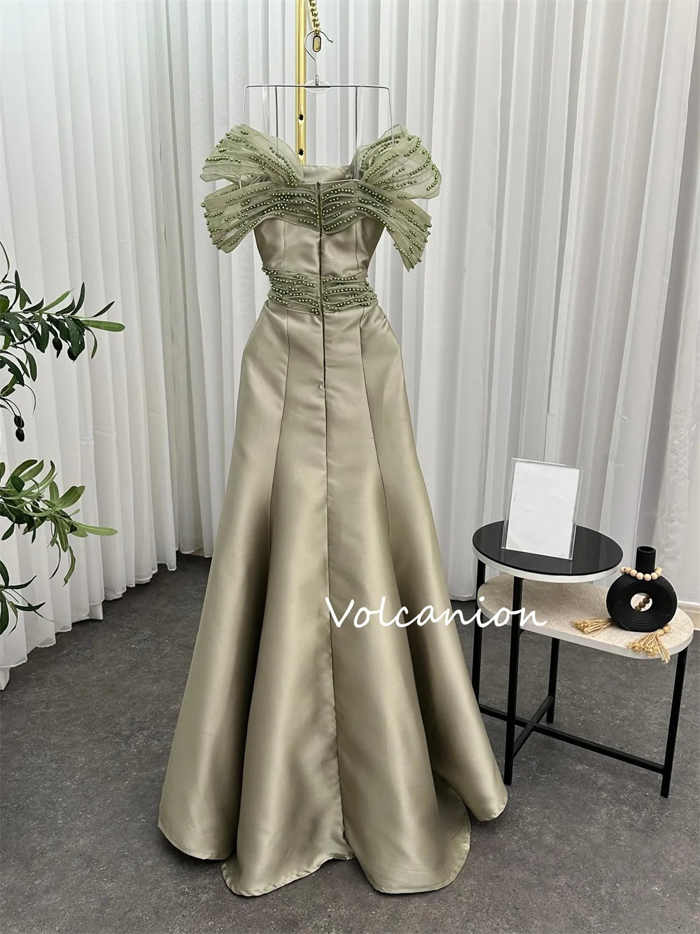 カスタマイズされたセクシーなシャルムーズプリーツパールトランペットオフショルダーロングドレスオーダーメイドの機会パーティーハイクオリティ