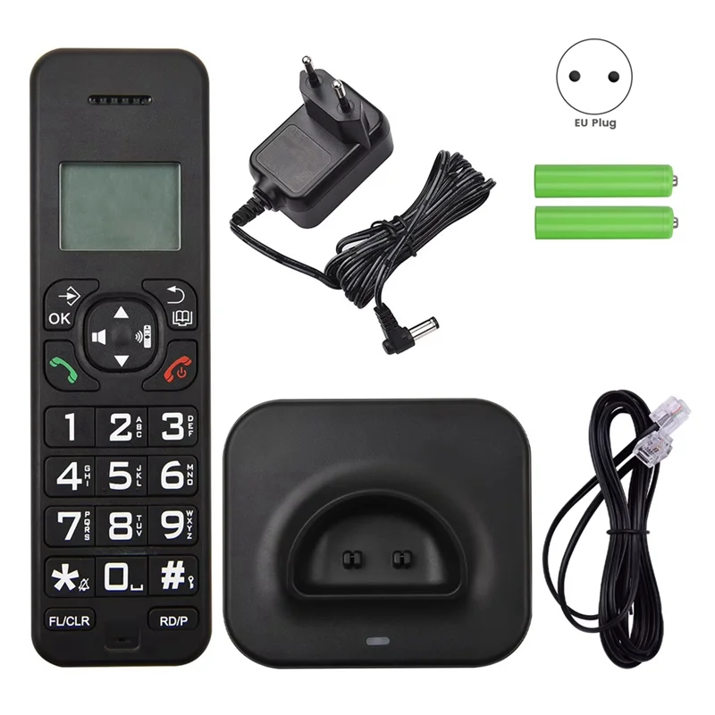 AB53 D1102B Cordless Phone With Answering Machine Caller ID/Call Waiting 1.6 Inch Backlight LCD 3 Line Screen EU Plug