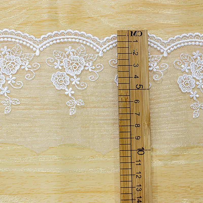 5Yard/Lot Bright Mesh Polyester Seide Stickerei DIY Spitzen besatz weiß 9,5 cm breit Stoff Lolita Kleidung Kleid Accessoires – Detail 4