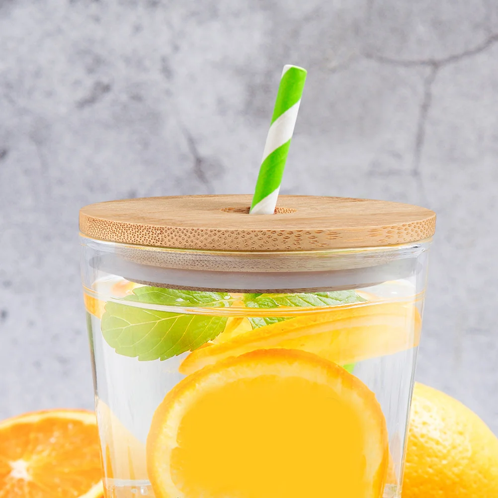 

2pcs Bamboo Lid With Straw Hole Reusable Mason Jar Covers For Water Bottle Multipurpose Mug Lid Silicone Sealing Cover Kitchen