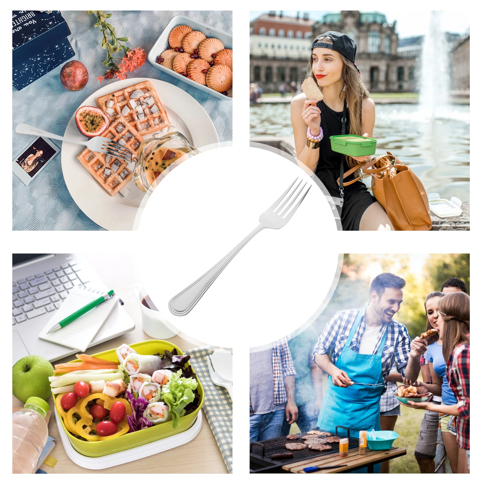 

3 Pcs Fruit Big Cross Combination Stainless Steel Fork Little Food Forks Dessert Silverware Travel