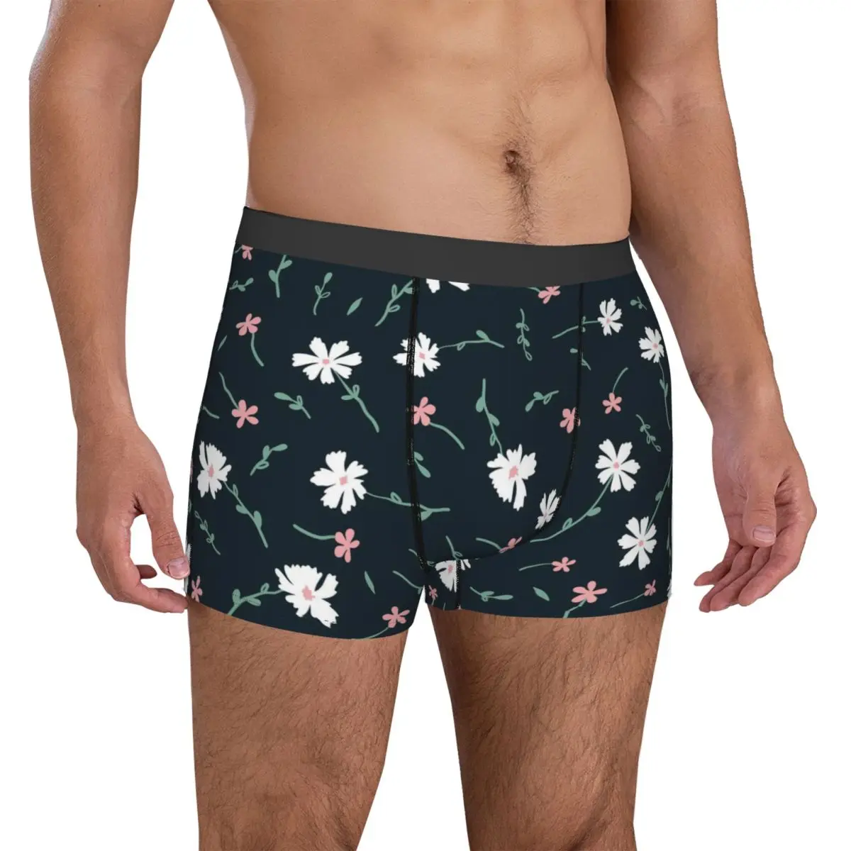 Daisies Floral Underwear Lovely Doodle Flowers Classic Panties Customs Boxer Brief 3D Pouch Man Plus Size Boxershorts