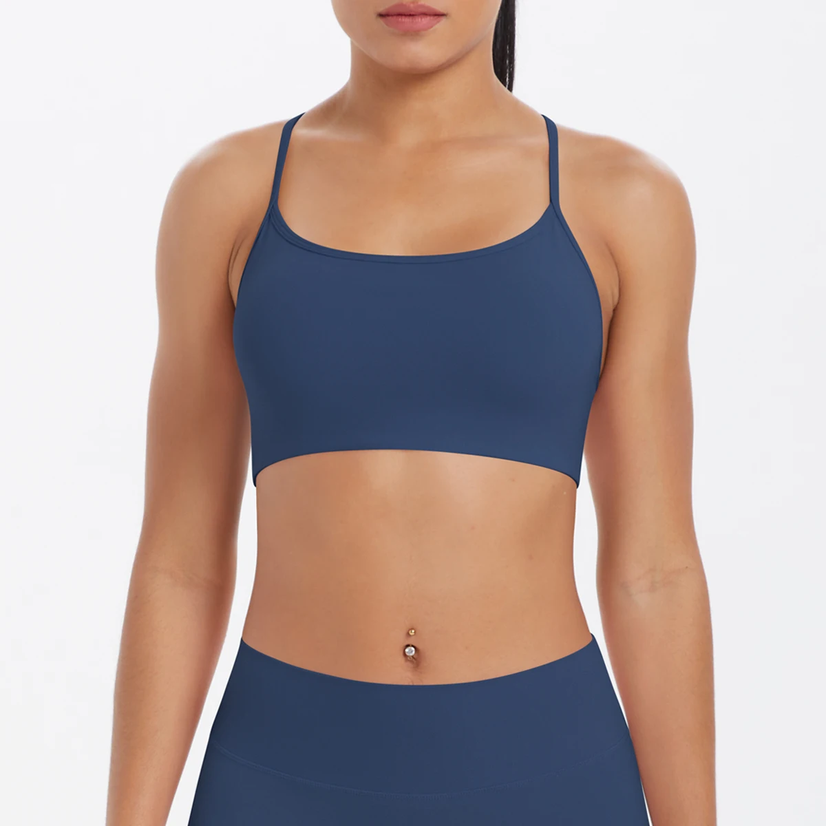 Tanktop für Damen, Yoga-BH, Yoga-Unterwäsche mit Brustpolster, einfarbig, schöner Rücken, Kreuz-BH, stoßfestes Workout-Top für Fitness und Laufen. – Detail 10