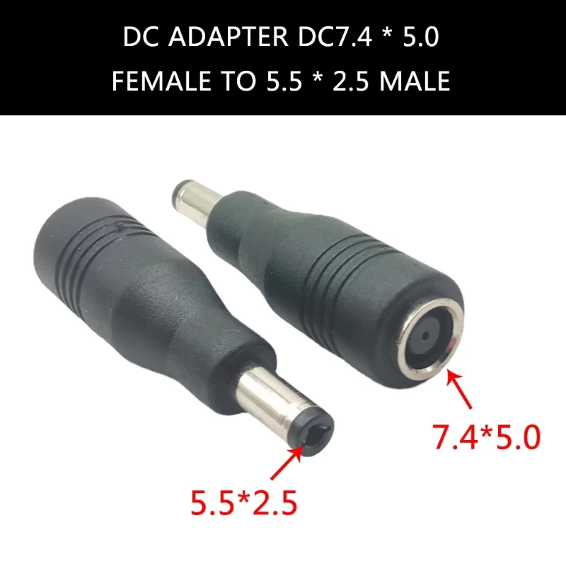Adaptador corriente DC7,4x5,0mm a DC5,5x2,5mm, conector convertidor carga a macho para fuente alimentación