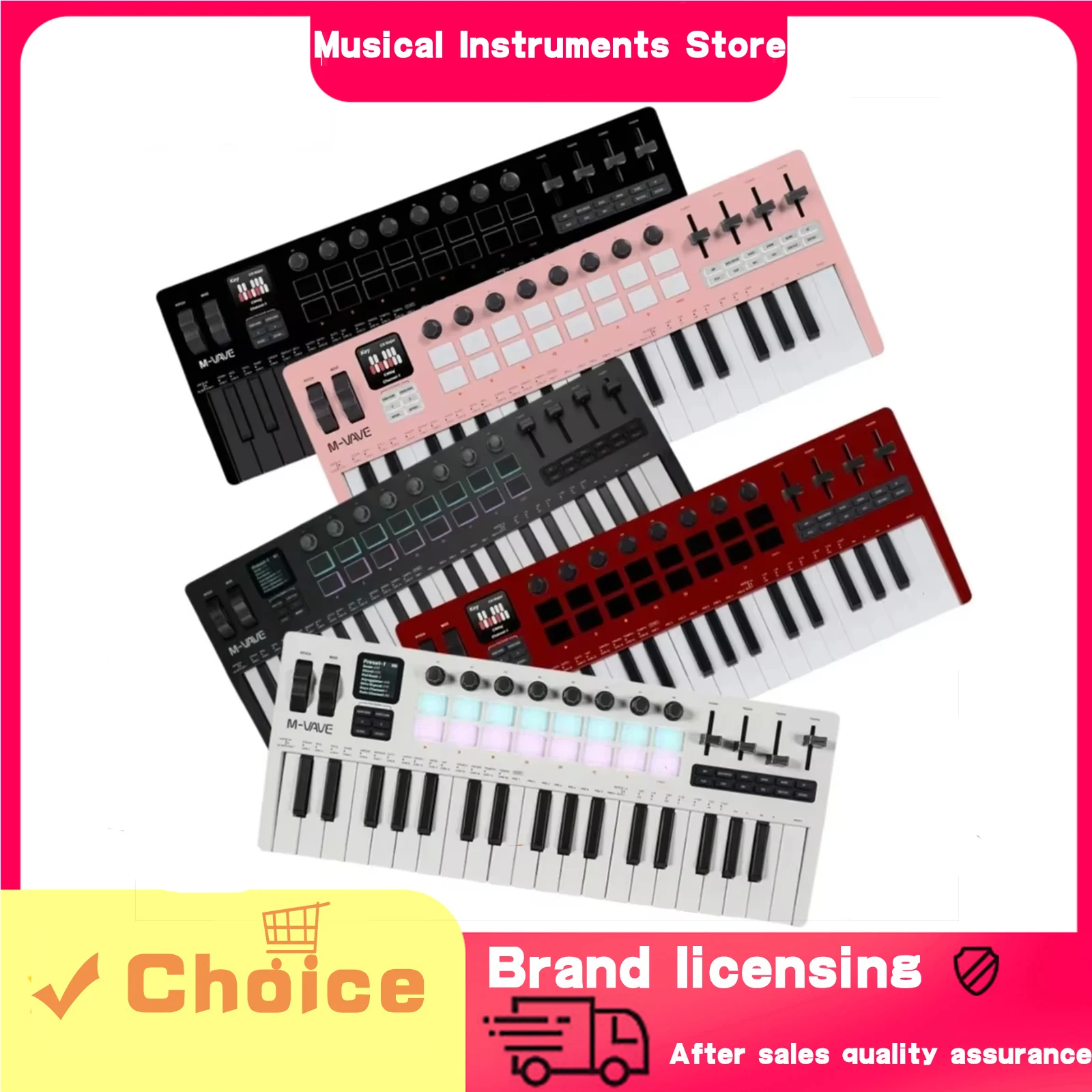 

M-VAVE 37-Key MIDI Controller Pro Portable 16 RGB Pads 8 Knobs Built-in Synthesizer Numeric Keyboard Digital Accessories