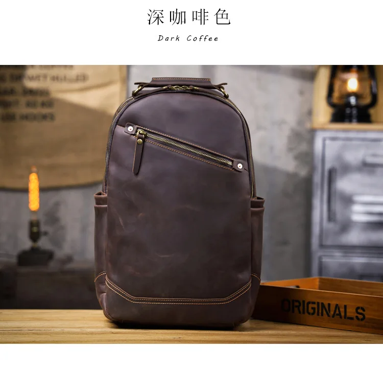 PNDME Vintage Crazy Horse Rindsleder Herrenrucksack mit großem Fassungsvermögen, lässiger Designer-Handtaschenrucksack aus echtem Leder für Damen, Reiserucksack. – Detail 22