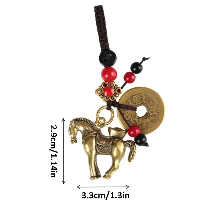 

NEW 2026 Year Of Chinese Zodiac Horse Lucky Pendant Keychain Copper Feng Shui Wealth Key Ring Women Men Bag Charm Jewelry Gift