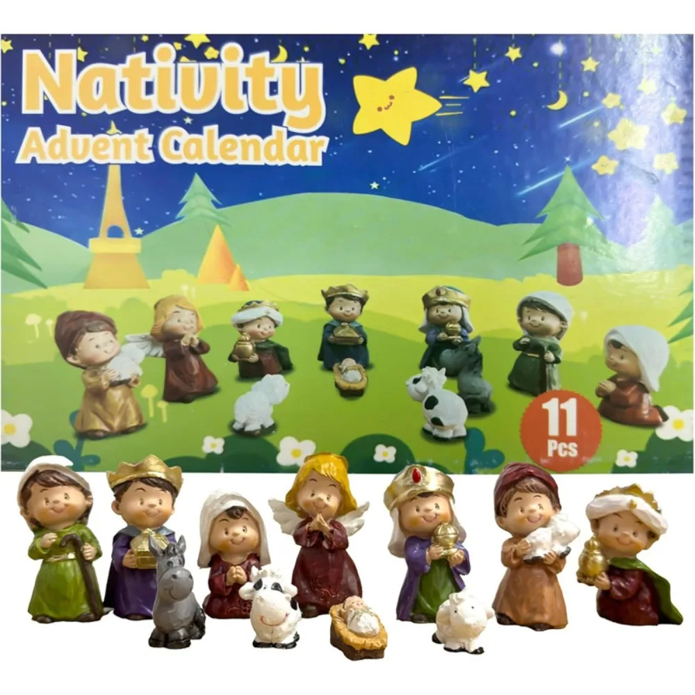 

2025 Nativity Scene Advent Calendar Christian Religious Christmas Toy for Kids Toddlers Teens Indoor Decor