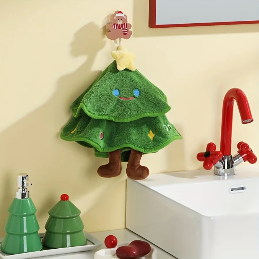 Christmas Tree Towel Hanging Super Absorbent Thick Towel Quick Drying Bathroom Towel Christmas Decoration Pendant Holiday Gift