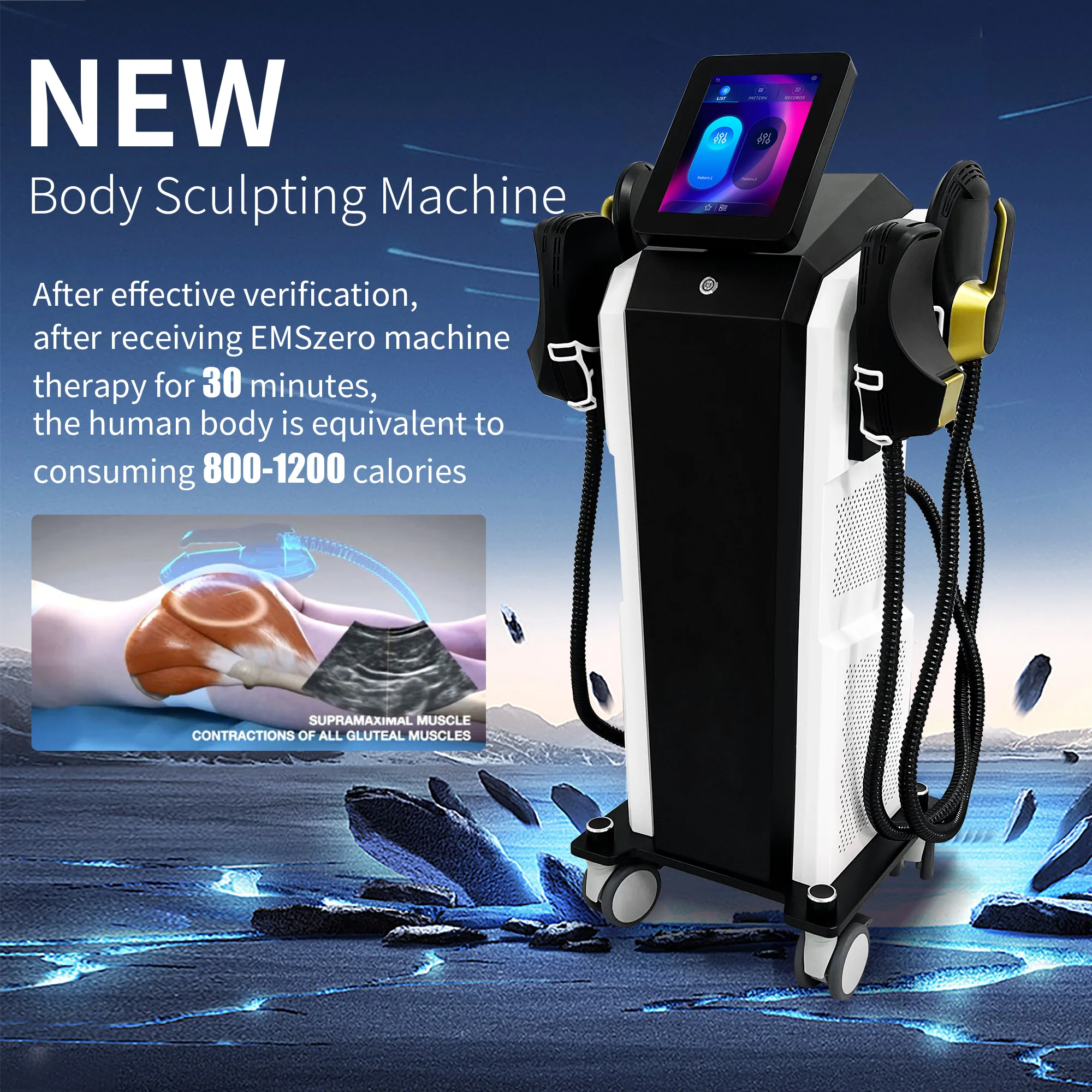 

EMS Body Sculpt PRO Ultra 6500 Вт 15T HIEMT 200 Гц машина для похудения тела сжигание жира стимуляция мышц 4 5 ручек
