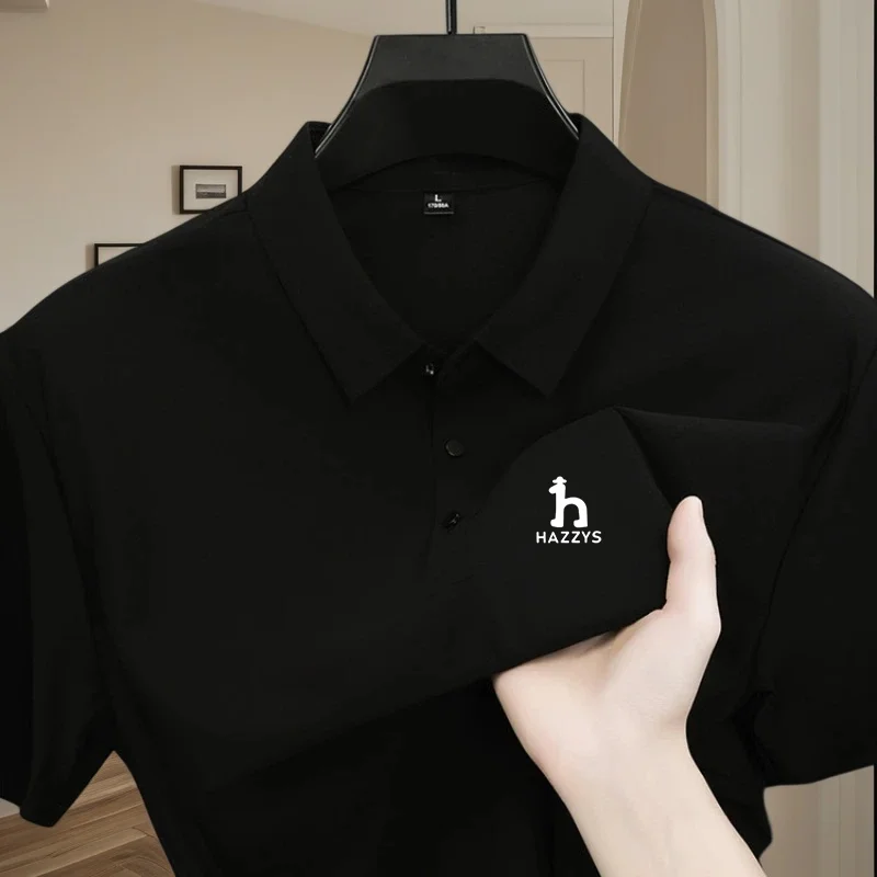 High end brand printed polo shirt short sleeved men's ice silk top summer new cool breathable casual fashion solid color T-shirt