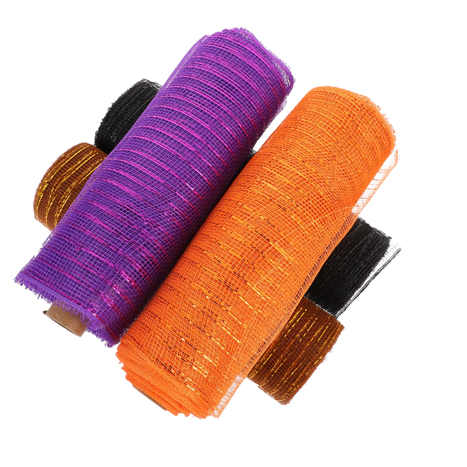 

4 Rolls 10 Yards PP Mesh Ribbon Wreath Making Garland Decor Halloween Accessory DIY Craft Supplies Black Purple