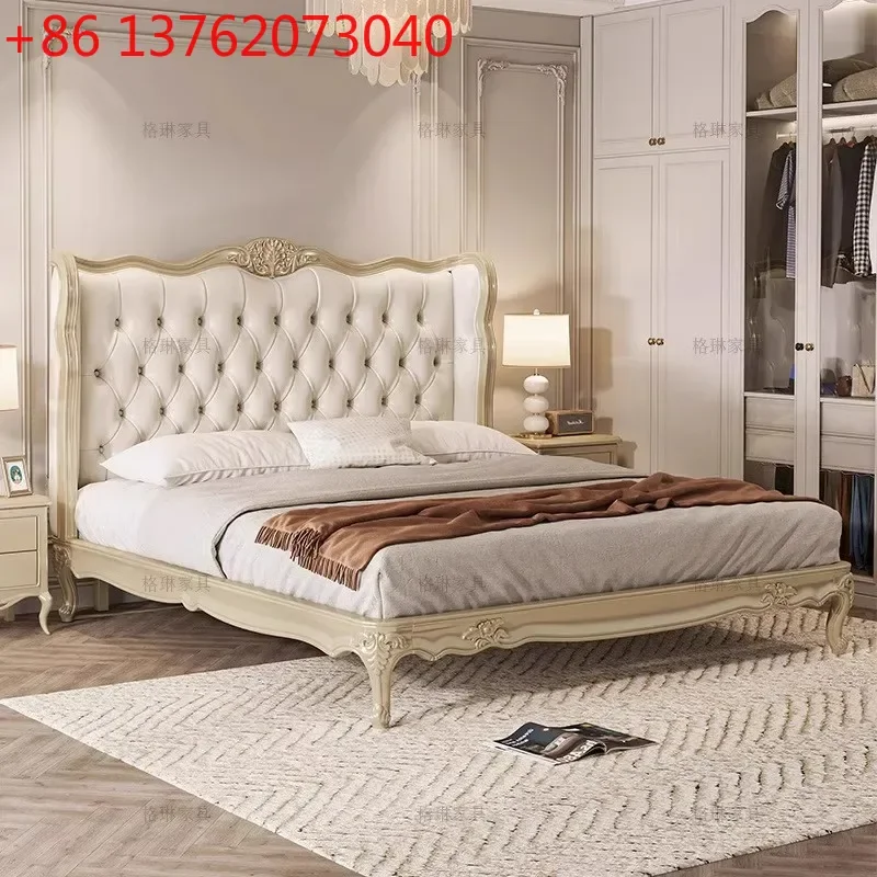

European Luxury Massage Bed Bedroom Double Queen Wooden Princess Leather Bed Sleeping Girls Letto Matrimoniale Trendy Furniture