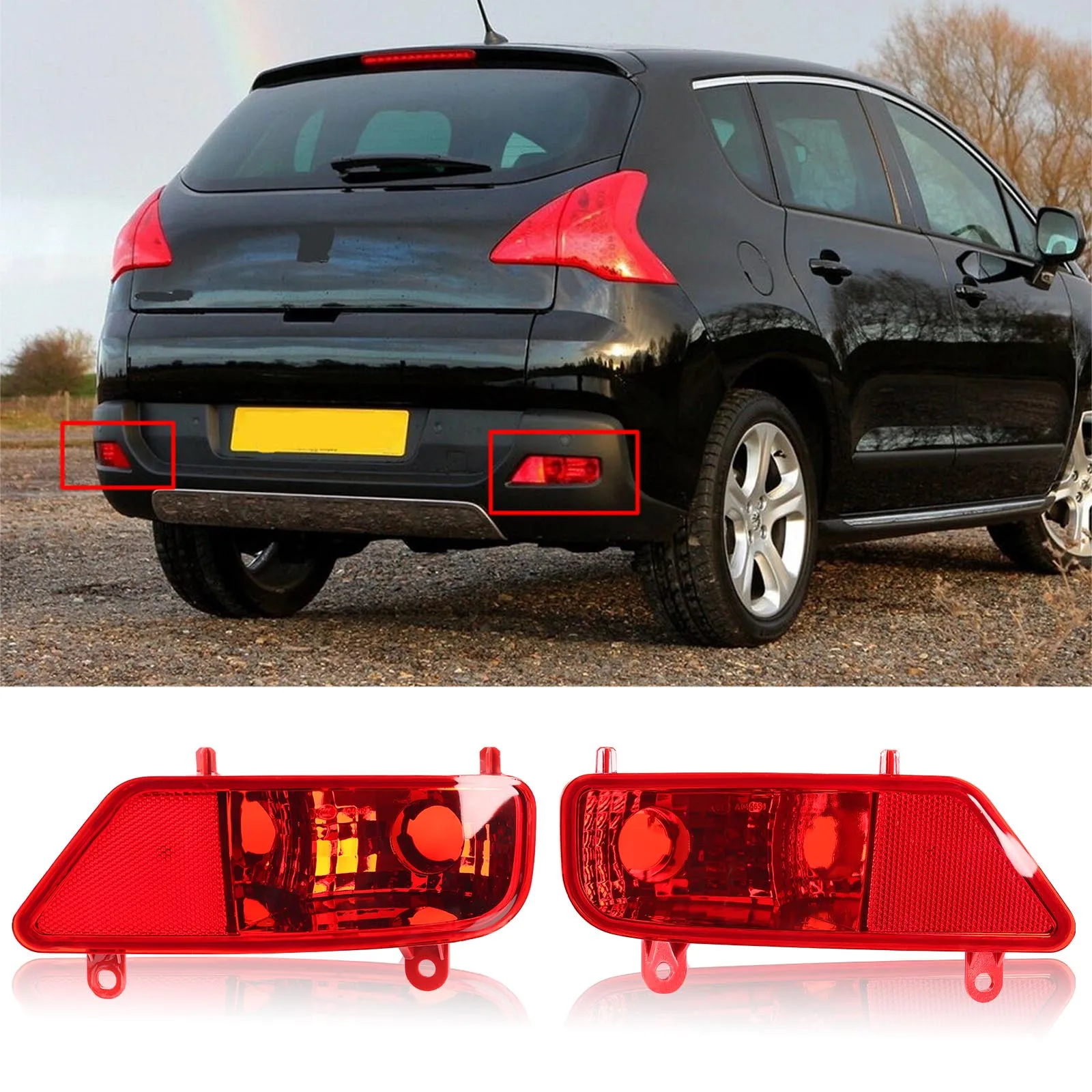 

Rear Fog Light Assembly Car Rear Fog Light Red Rear Fog Light Assembly Car Accessories Replacement for Peugeot 3008 2009‑2016