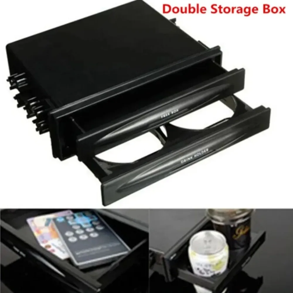 

1Pc Car Radio CD Refitting Pocket Stereo Installation Mounting Drawer Drink-Cup Holder Storage Box Universal Auto Accessories