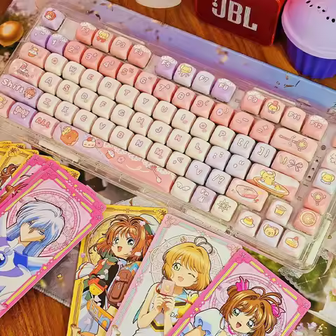 Card Captor Sakura Theme Keycap Set Pbt Keycaps 142 Key Custom Cute Anime Keyboard Cap Profile Key Cap Keyboard