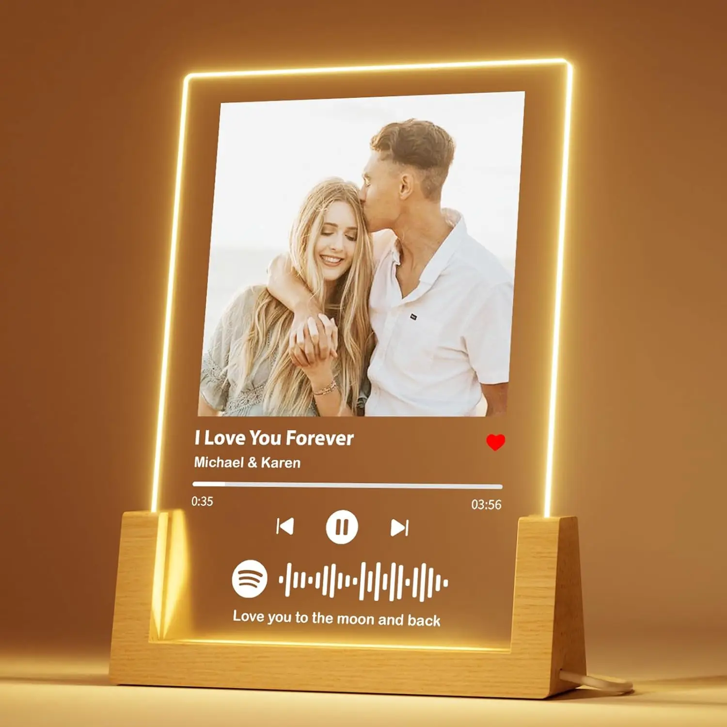 Custom Spotify Plaque Personalized Valentine's Day Song Plaque With Picture Frame Music Light Night Couples Christmas Gifts